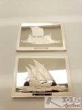 Greek Trireme and Caravel Ship Sterling Silver First Edition Proofs