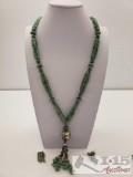 Green Stone Necklace and Green Stone Earings