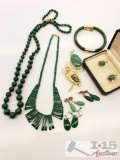 Green Stone Jewelry Lot