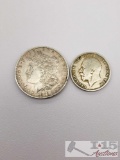 1878 Morgan Silver Dollar Philadelphia Mint and 1933 One Florin World Coin