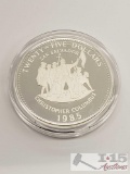 1985 San Salvador Twenty-five Dollars Bahamas Large Silver Proof Coin