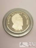 1974-1830 20 Balboas Panama Large Silver Proof Coin