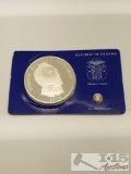 1976 20 Balboas Panama Large Silver Proof Coin With 2 1/2 Centesimos