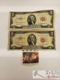 2 Dollar Bills, July 4,1776 Stamps
