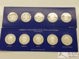 1980 Caribbean Develipment Bank 10th Anniversary Silver Proof Set of Two