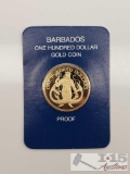 1983 One Hundred Dollar Barbados Gold Proof Coin