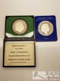 1973 and 1976 Netherlands Antilles Twenty-five Guilder Sterling Silver Proof Coin