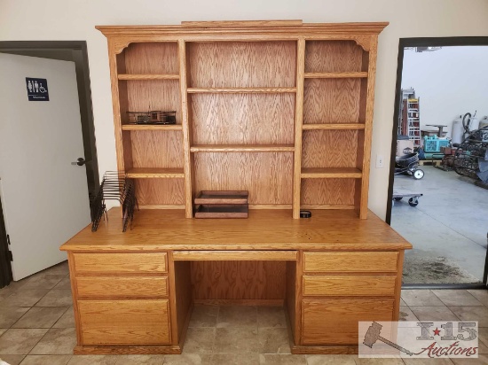 A desk, 2 Hutches, 2 Chairs, Credenza and a Cabinet