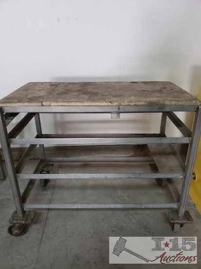 Metal Work Bench with wheels