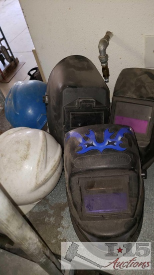 3 Welding Helmets and 4 Hard Hats