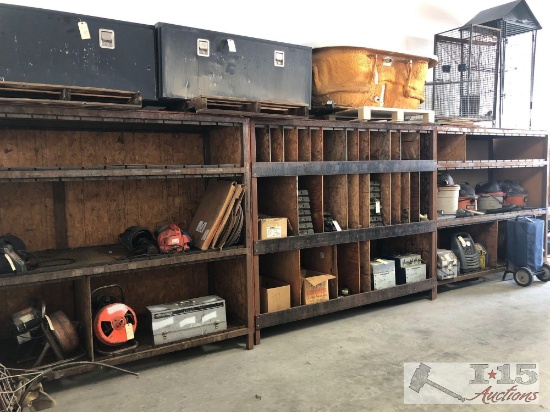 3 Large Wood and Metal Shelving