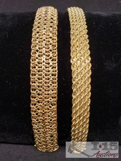 2 Gold Bracelets Marked 14k