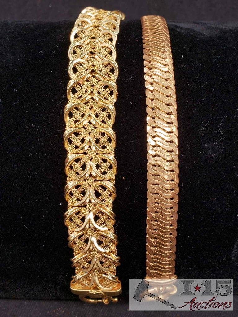 2 Gold Bracelets Marked 14k
