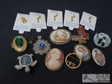 Approx 13 Assorted Pins and 2 Pendents
