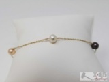 10k Gold Bracelet with 6 Freshwater Pearls