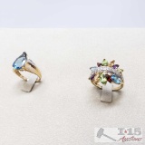 2 Beautiful Rings Set in 10 KT Gold Accented with Diamonds and Semi Precious Stones.