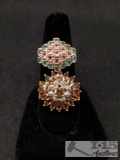 2 Gold Womens Rings Marked 14k and accented with Semi Precious Stones