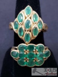 2 14k Gold Rings with Emeralds