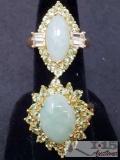 2 14k Gold Rings with Jade Stones