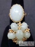 2 14k Gold Rings with Jade Stones