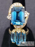 2 14k Gold Rings with Blue Topaz Stones