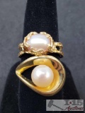 2 14k Gold Rings with Fresh Water Pearls