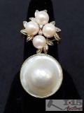 2 Gold Rings Marked 14KT with Fresh Water Pearls