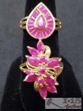2 Beautiful Ladies 14Kt Gold Rings Accented with Rubies.