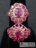2 Beautiful Ladies 14K Gold Rings Accented with Rubies.
