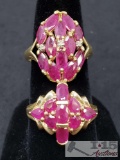 2 Beautiful Ladies 14K Gold Rings Accented with Rubies. 1 Ring has 3 Diamonds