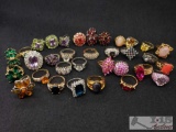 Approx 32 Assorted Costume Jewelry Rings