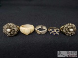 5 Assorted Costume Rings