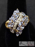 14k Gold Ring with Diamonds and CZ Stones