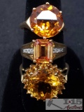 3 10k Gold Rings with Citrine Stones