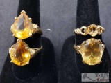 4 10k Gold Rings with Citrine Stones