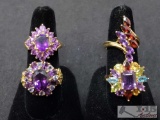 4 10k Gold Rings with Amethyst Stones
