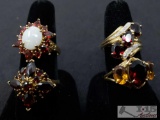 4 10k Gold Rings with Garnet Stones