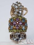 3 Rings Set in 10Kt Gold Accented with Stunning Semi Percious Stones