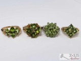 4 Ladies Rings with CZ Stones Marked 10k