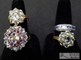 4 10k Gold Rings with CZ Stones