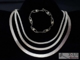 3 Sterling Silver Necklaces and Bracelet