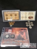 Buffalo Nickles, Indian Head Pennies, 1 Zinc Pennie, a Chief Crazy Horse Stamp and Lincoln Wheat