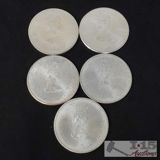 5 Sterling Silver Canadian Olympic Commemorative Coins (73-76)