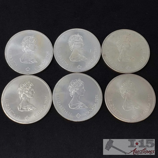 6 Sterling Silver Canadian Olympic Commemorative Coins (73-76)