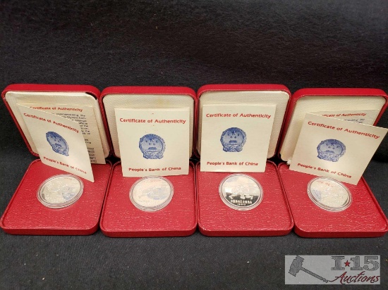 Four 1980 China Olympic Silver Coins