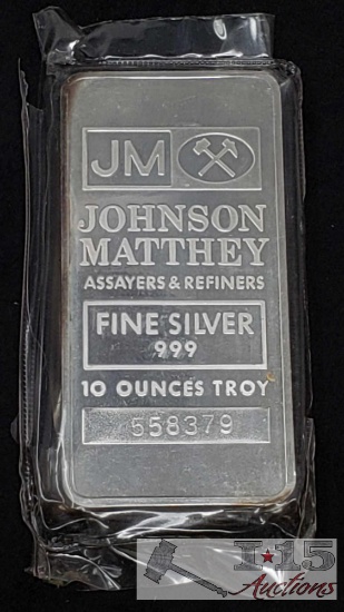 Johnson Matthey 10 ozt Fine Silver .999 Ingot