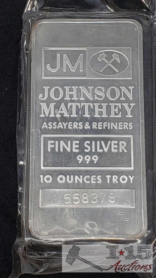 Johnson Matthey 10 ozt Fine Silver .999 Ingot