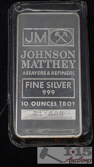 Johnson Matthey 10 ozt Fine Silver .999 Ingot