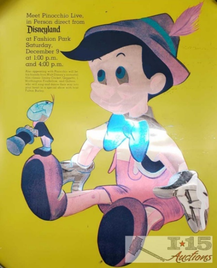 1978 Walt Disney Promotional Re-Release of Pinocchio Poster