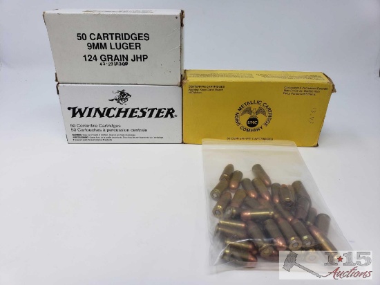 Federal 9mm Luger, Winchester 9mm Nato and UMC 45 Automatic Rounds